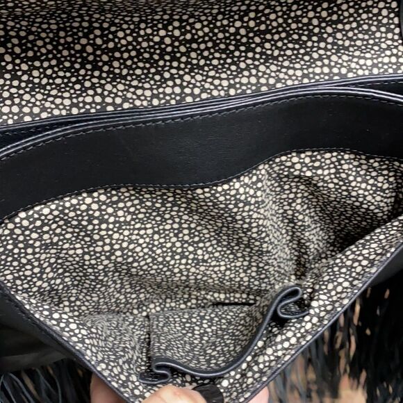 Loeffler Randall Black Leather Fringe Crossbody Bag - Picture 5 of 8